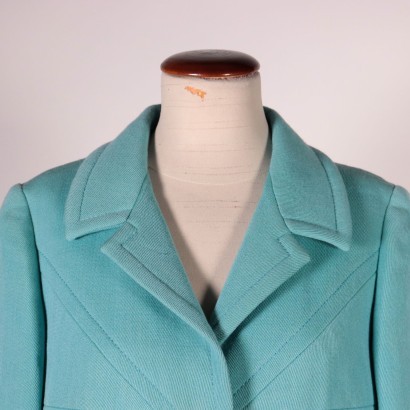 Vintage Turquoise Coat Wool Italy 1960s