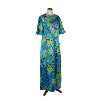 Vintage Flower Dress Silk 1970s