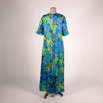 Vintage Flower Dress Silk 1970s