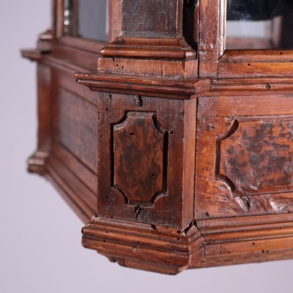 Pair of Lombard Lanterns, Walnut and Glass, Italy 17th Century