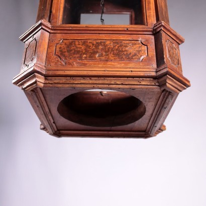 Pair of Lombard Lanterns, Walnut and Glass, Italy 17th Century