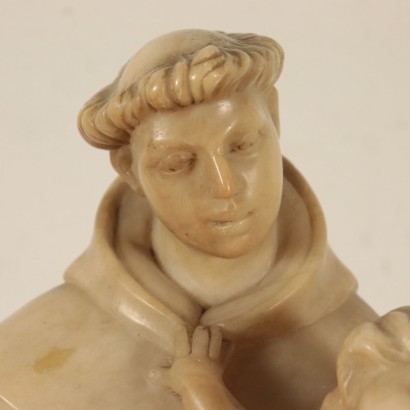 Baroque Statue Of St. Anthony Of Padua White Marble Italy 17th Century