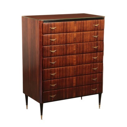 Chest of Drawers Back-Treated Glass and Veneer Italy 1960s