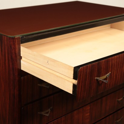 Chest of Drawers Back-Treated Glass and Veneer Italy 1960s