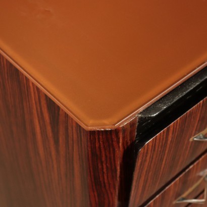 Chest of Drawers Back-Treated Glass and Veneer Italy 1960s