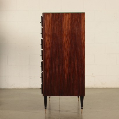 Chest of Drawers Back-Treated Glass and Veneer Italy 1960s