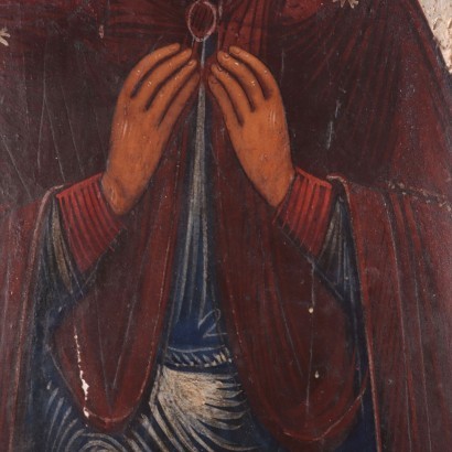 Virgin With The Cross Tempera On Panel Russia 19th Century