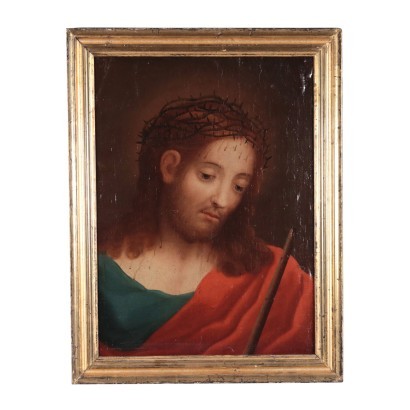 Ecce Homo Oil On Canvas Applied On Panel 17th Century