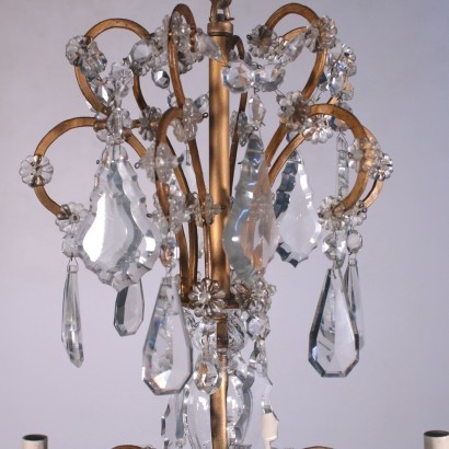 Chandelier Metal Crystal Italy 20th Century