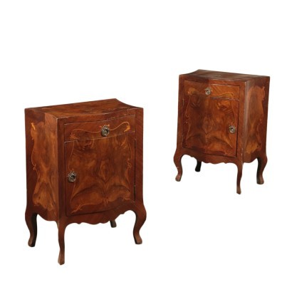 Pair of Bedside Tables Barocchetto Rosewood Burr Walnut Italy '900