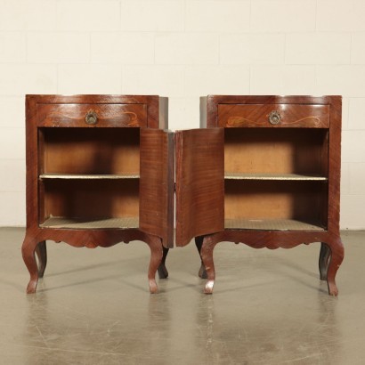 Pair of Bedside Tables Barocchetto Rosewood Burr Walnut Italy '900