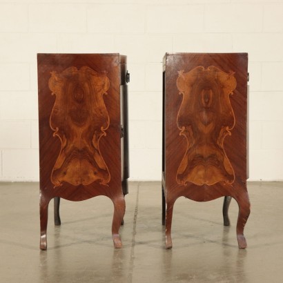 Pair of Bedside Tables Barocchetto Rosewood Burr Walnut Italy '900