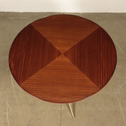 Table Poplar Mahogany Veneer Glass and Brass England 1950s-1960s