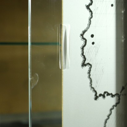 Bar Cabinet Mahogany Veneer Back-Treated Glass Walnut Italy 1950s