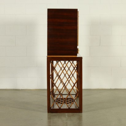 Bar Cabinet Solid Wood Mahogany Veneer Mirrored Glass Italy 1940s-1950