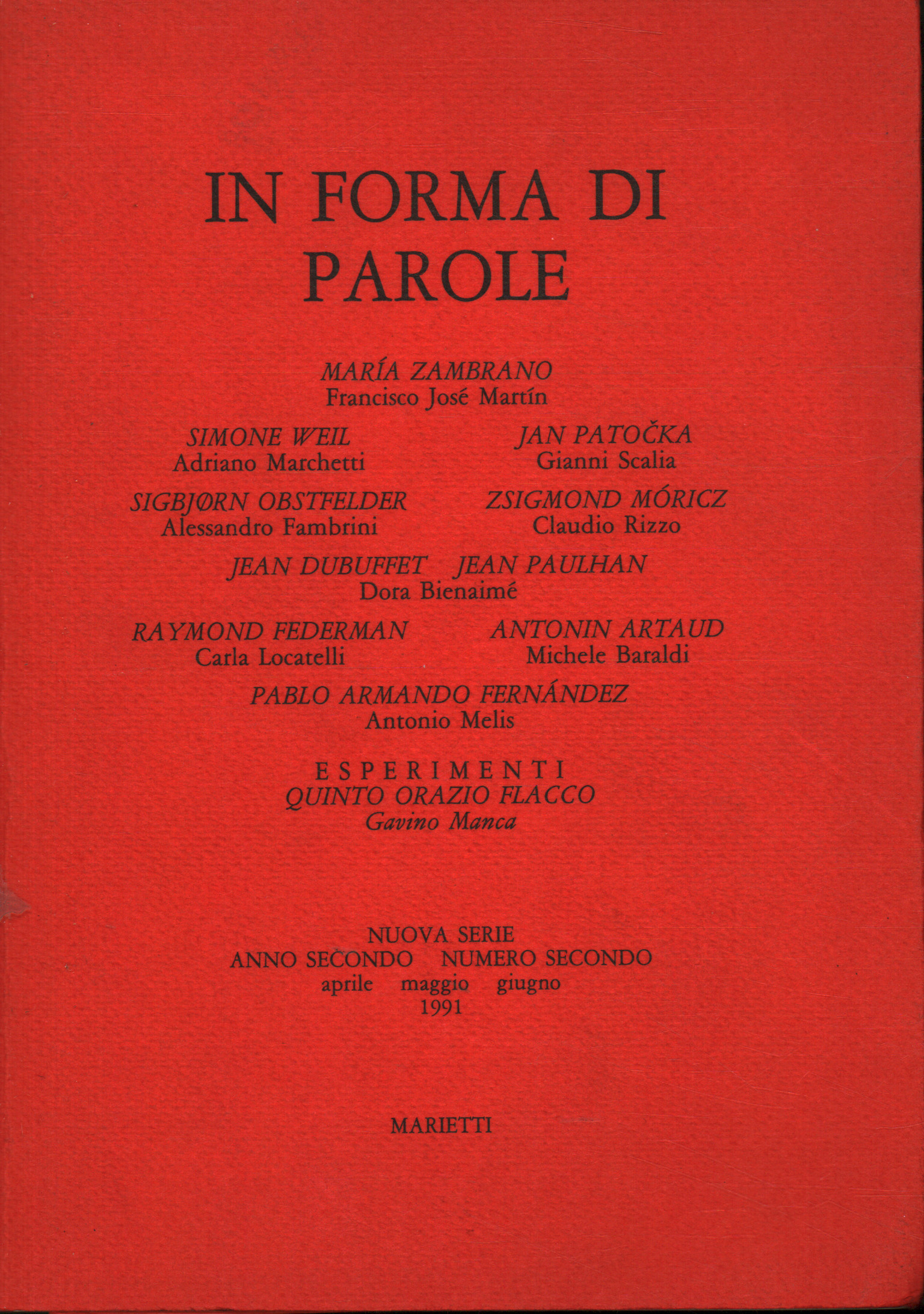 In forma di parole N.2 Anno II 1991, AA.VV.