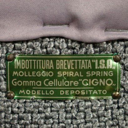 Armchair, Spring Fabric and Brass Italy 1950s Italian Prodution