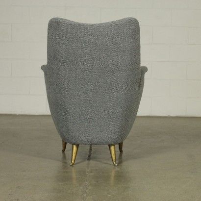 Armchair, Spring Fabric and Brass Italy 1950s Italian Prodution