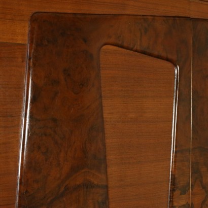 Wardrobe Mahogany Veneer Mirror Brass Metal Italy 1960s