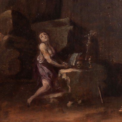 Penitent Magdalene Oil on Board Venetian School 18th Century