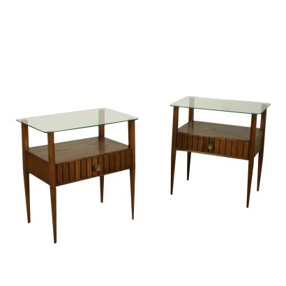 Bedside Tables Sessile Oka and Glass Italy 1950s