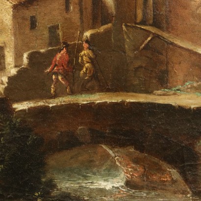 Landscape with Architectures and Figures Center-Italian School 1700