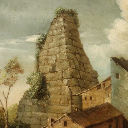 Landscape with Architectures and Figures Center-Italian School 1700