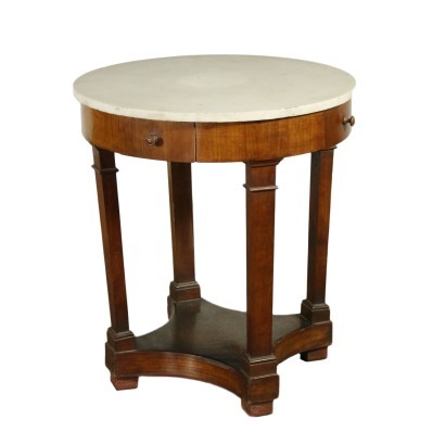 Petite Table Empire Merisier Marbre Italie '800