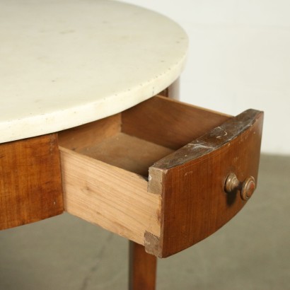 Empire Style Table Cherry Veneer and White Marble Italy 19th Century