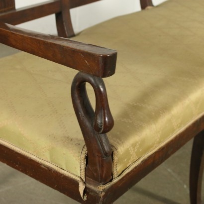 Empire Style Lombard Sofa Walnuut Italy 19th Century
