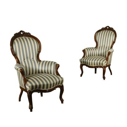 Pair of Louis Philippe Armchairs Italy 19th Century