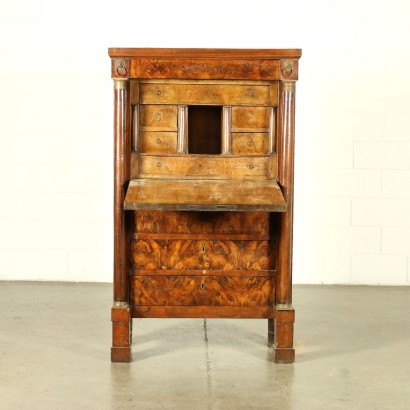 Empire Style Lombard Secretaire Burl Veneer Italy 19th Century