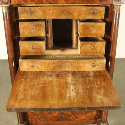 Empire Style Lombard Secretaire Burl Veneer Italy 19th Century