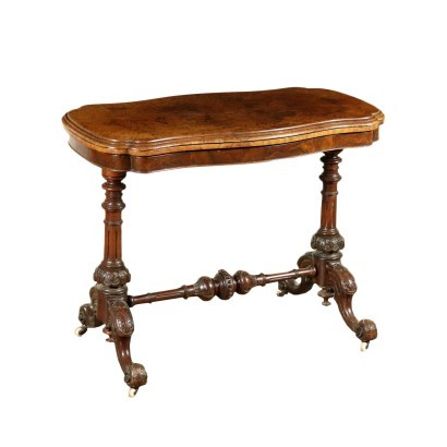 English Card Table Walnut Burr Walnut Late 19th Century