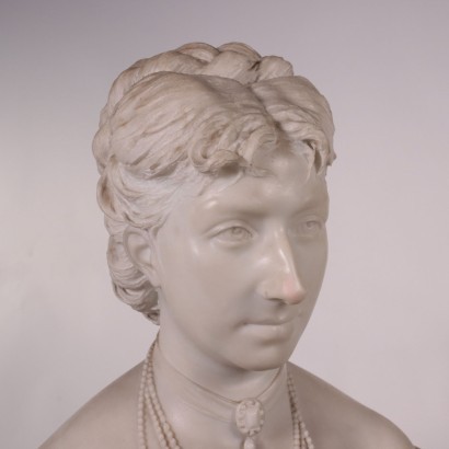 Bust Of A Woman White Carrara Marble Italy Second Half 19th Century