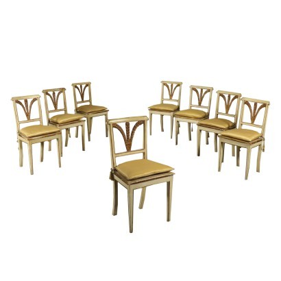 Group Of Eight Chairs Bourbon Restoration Late 19th Century