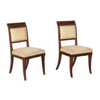 Pair Of Empire Style Chairs Walnut Italy First Quarter 19th Century