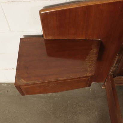 Queen Size Bed with Bedside Table Mahogany Veneer Italy 1950s