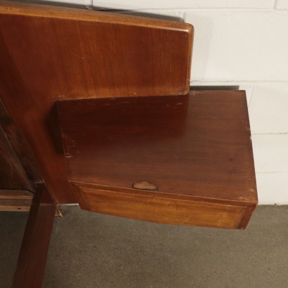 Queen Size Bed with Bedside Table Mahogany Veneer Italy 1950s