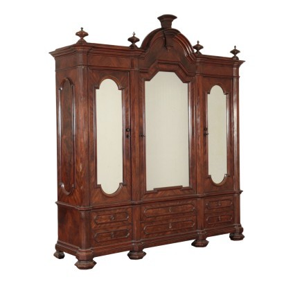 Large Umbertino Wardrobe Mahogany Italy Last Quarter 19th Century