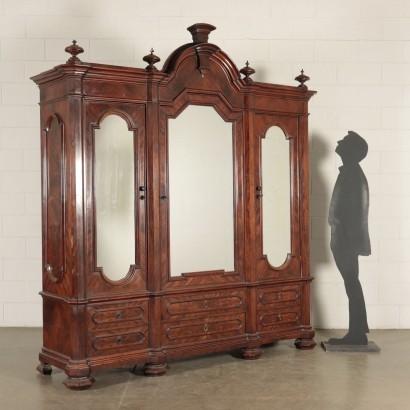 Large Umbertino Wardrobe Mahogany Italy Last Quarter 19th Century