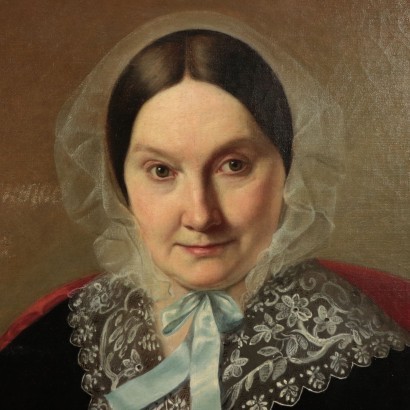 Portrait of Gaetano Negri's Wife Oil on Canvas 19th Century