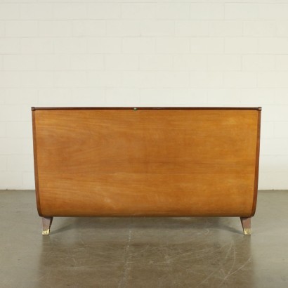 Bed Mahogany Veneer and Brass Italy 1950s P. Buffa for F.lli Lietti