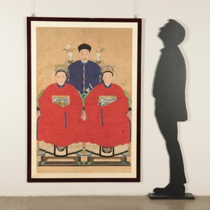 Portrait of a Chinese dignitary with consorts