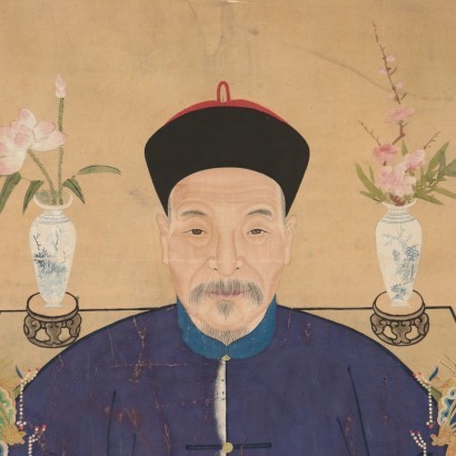 Portrait of a Chinese dignitary with consorts
