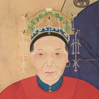 Portrait of a Chinese dignitary with consorts