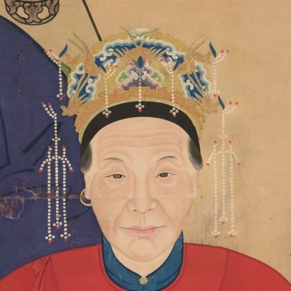 Portrait of a Chinese dignitary with consorts