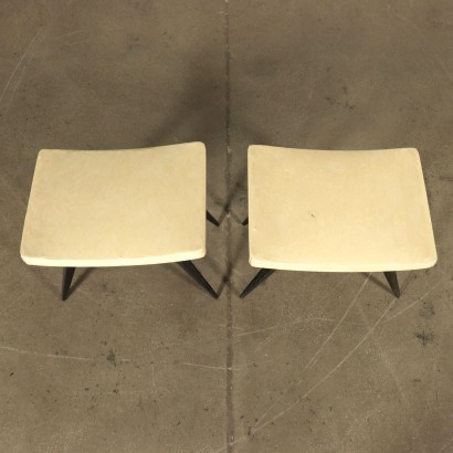 Pair Of Stools Ebony Stained Wood Italy 1950s