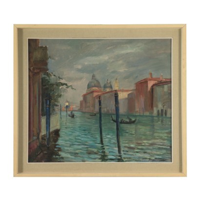 Alfonso Monfardini Venetian View Oil On Plywood 19th Century