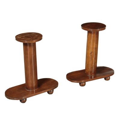 Pair Of Vase Holders Art Deco Walnut Veneer Italy 1920s 1930s